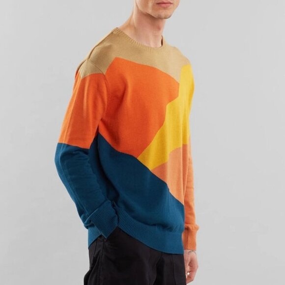 Dedicated. - Men's Mora Cut Mountain Pullover Sweater- Orange Multicolor, Large - Picture 2 of 11